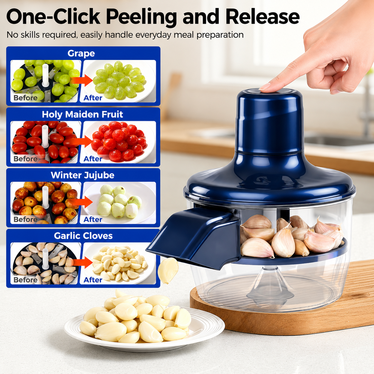 Electric Fruit & Vegetable Peeler Machine | USB Rechargeable Cordless Automatic Potato & Garlic Peeler